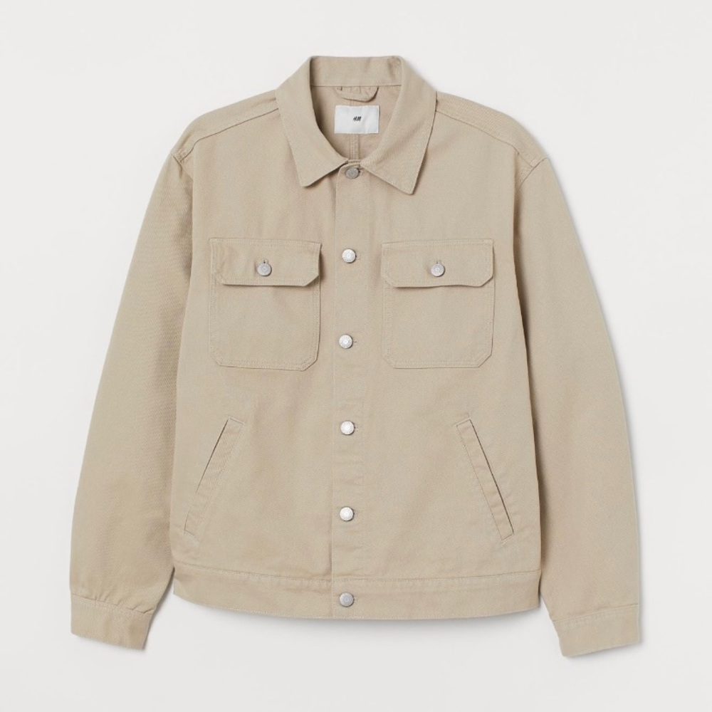 NWOT - H&M Mens Cotton Twill Jacket in Beige Size Small - Never Worn